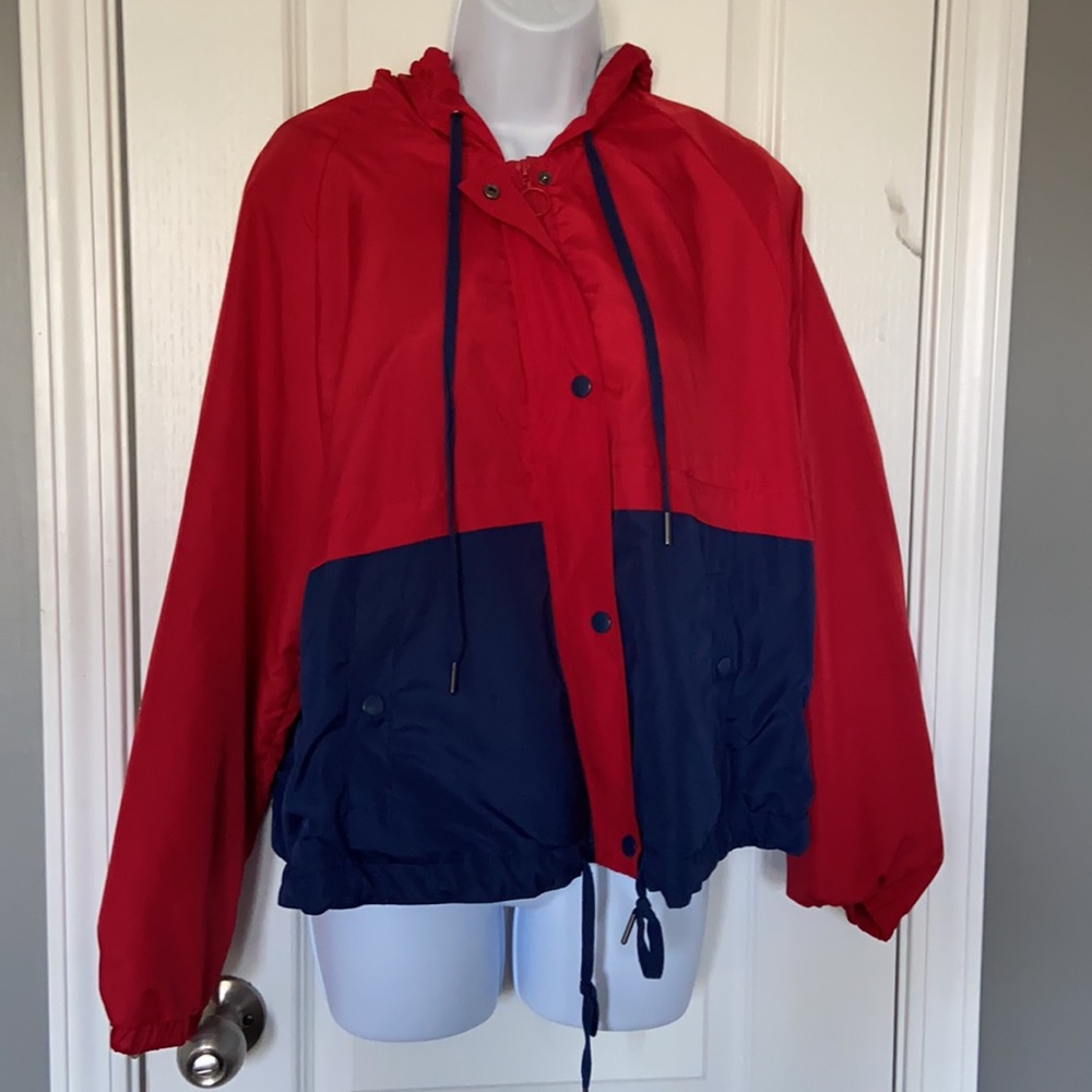 Red and blue windbreaker